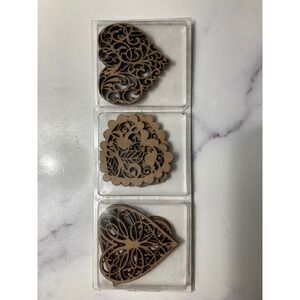 Recollections Mixed Media Wood Heart Paper Icons Embellishments Crafting 9 pcs